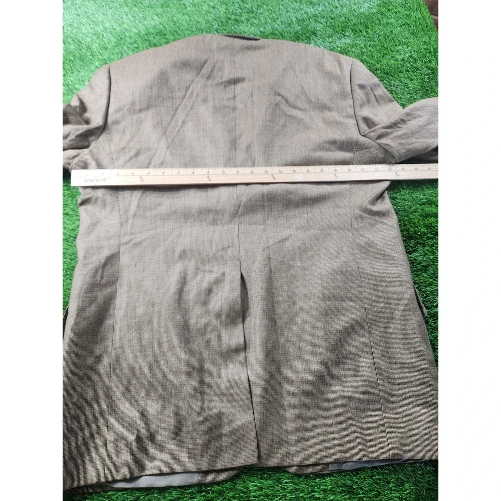 Tommy Hilfiger Sport Coat Mens 42R‎ Brown Wool Three Button Check Blazer Jacket